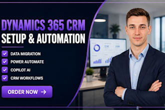 setup dynamics 365 CRM, migrate data, power automate and copilot ai workflows