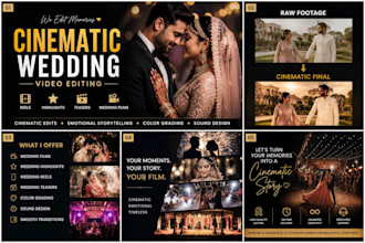 create premium wedding films, reels, teasers and highlights