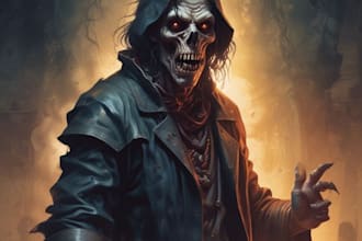 create terrifying horror character illustrations