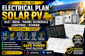 do electrical plan solar pv sld bess panel schedule lighting power autocad revit