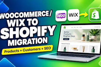 migrate woocommerce ecwid or wix to shopify website with products and SEO