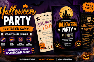 design spooky halloween party invitation cards for upcoming event