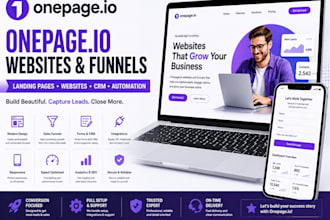 design onepage io landing page website funnel and CRM