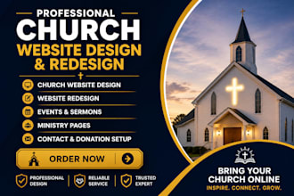 design church logo, church flyer, ministry branding and church website graphics