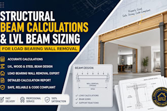 do structural beam calculations, lvl beam sizing for load bearing wall removal