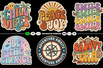 create a 70s retro groovy typography t shirt logo design