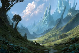design detailed fantasy landscapes and environments