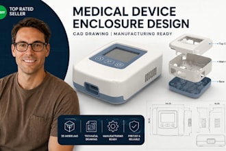 medical device enclosure technical drawing, cad manufacturing drawing autocad