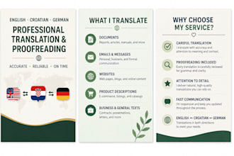 translate english, croatian and german texts