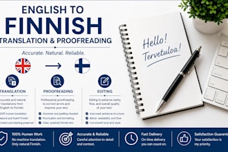 translate your text from english to finnish and perform a proofreading