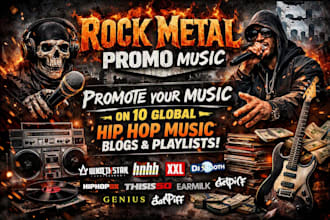 promote your rock metal music on 10 global hip hop music blogs and playlist