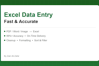 do excel data entry, pdf to excel and spreadsheet cleanup