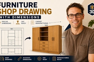 furniture shop drawing with dimensions, cnc furniture, cabinet manufacturing cad