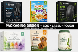 create bottle label and product packaging with modern branding