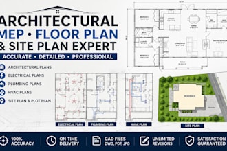 create architectural mep floor plans, site plans, cad drawings and building plan