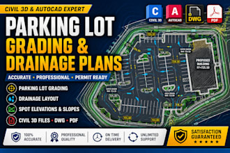 design civil 3d autocad parking lot grading and drainage plans