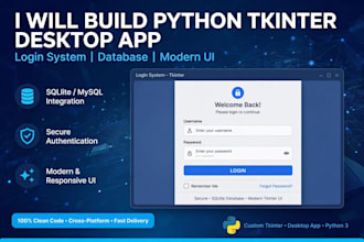 build python tkinter desktop app with login system