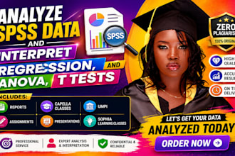 analyze spss data and interpret regression, anova, and t tests