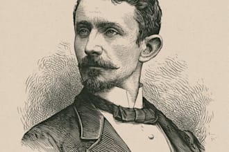 draw portrait illustration in vintage style or engraving