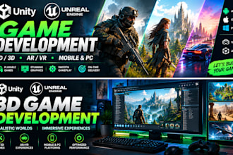 build 2d or 3d mobile game development as unity game developer and ue5 developer
