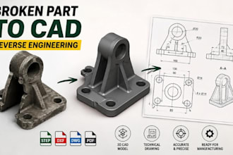 replacement part cad, reverse engineering broken machine and fabrication drawing