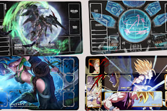 draw custom anime playmats for card game, tcg, game map pokemon art yugioh card