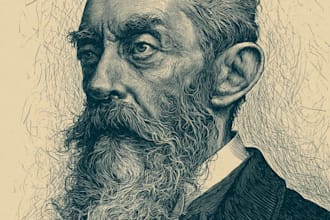 draw portrait illustration in vintage style or engraving