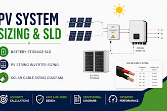 battery storage sld pv string inverter sizing and solar cable sizing diagram