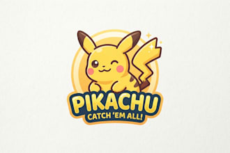 design a cute and creative pikachu logo