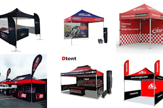 do custom canopy tent design, event tent, sides wall, back wall and table cover