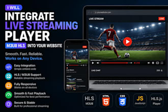integrate live streaming player m3u8 hls into your website