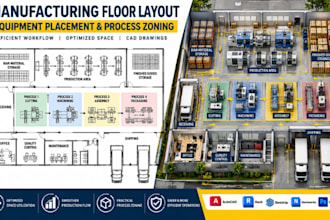 design manufacturing floor layouts, equipment placement, process zoning cad
