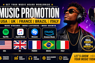 do USA UK france brazil italy spotify apple music shazam amazon music promotion
