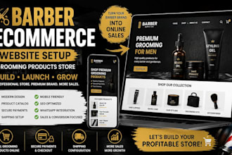 barber ecommerce website setup grooming products catalog payment sales growth