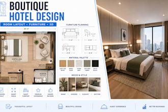 design boutique hotel interior layout with room setting and space planning