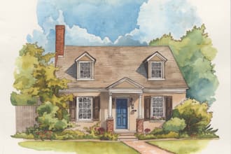 draw house illustration watercolor style