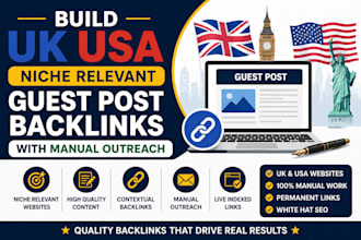 build UK USA niche relevant guest post backlinks with manual outreach
