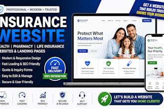 build health insurance website, pharmacy, life insurance website, landing page