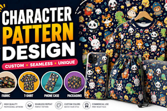 design seamless cartoon character patterns for your brand