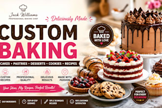create custom cakes, pastries, desserts, cookies and baking recipes