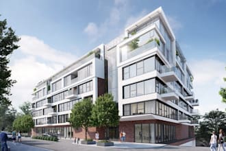 remodel multi unit apartment layout, rowhouse external 3d render, estate VR tour