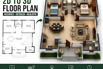 transform your 2d floor plan into a 3d floor plan