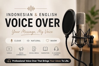 provide natural indonesian and english voice over