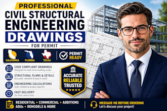 create civil structural engineering drawings for california florida texas permit