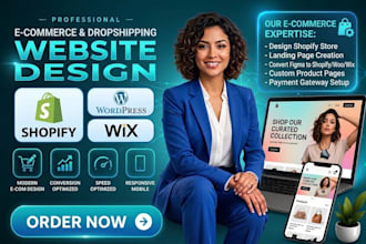 design shopify wordpress wix ecommerce landing page website e commerce website