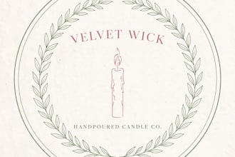 design a feminine luxury logo for boutique, floral, candle, crochet