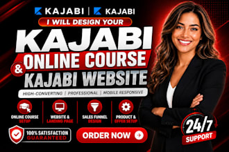 design your kajabi online course and kajabi website, samcart landing page