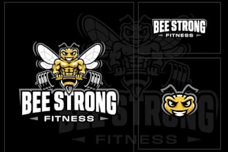 craft an aggressive mascot fitness logo for gym or apparel