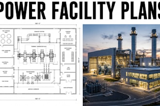 design power generation facility floor plans industrial blueprint package
