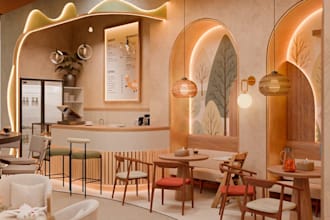 renovate kids interior restaurant,japandi kids club,3d indoor playcafe furniture